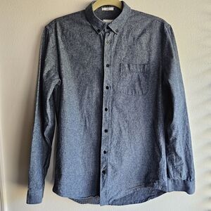 Used Men's Frank & Oak Blue Button-Up Long Sleeve Shirt Size Medium